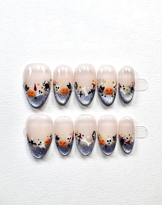Spooky Soirée | Hand-painted Halloween Press On Nails