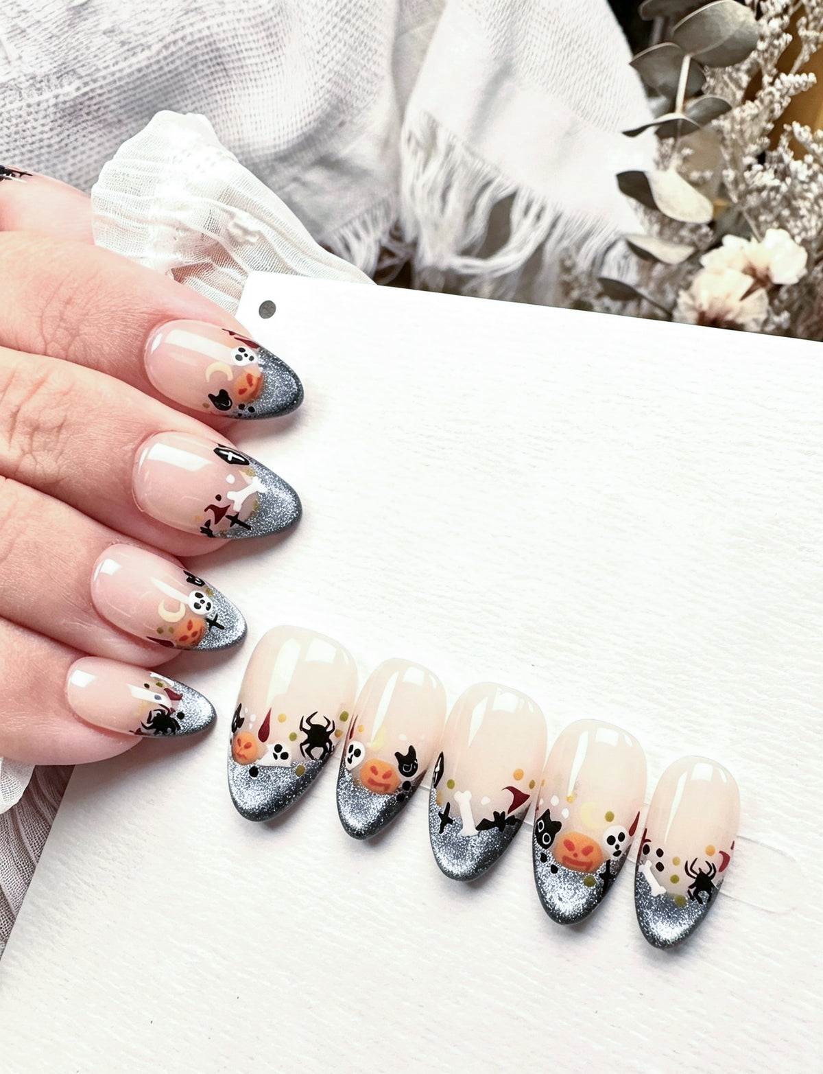 Spooky Soirée | Hand-painted Halloween Press On Nails