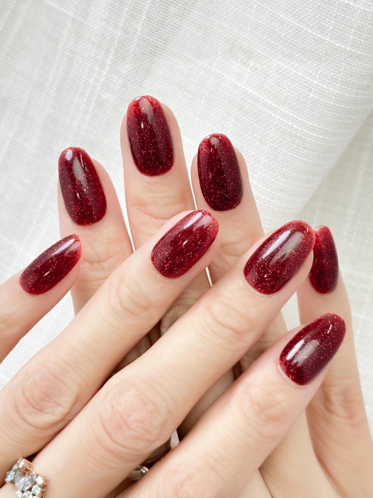 Ruby Slippers | Luxury Press On Nails | Ruby Red with Fine Shimmer | Holiday Nail Style