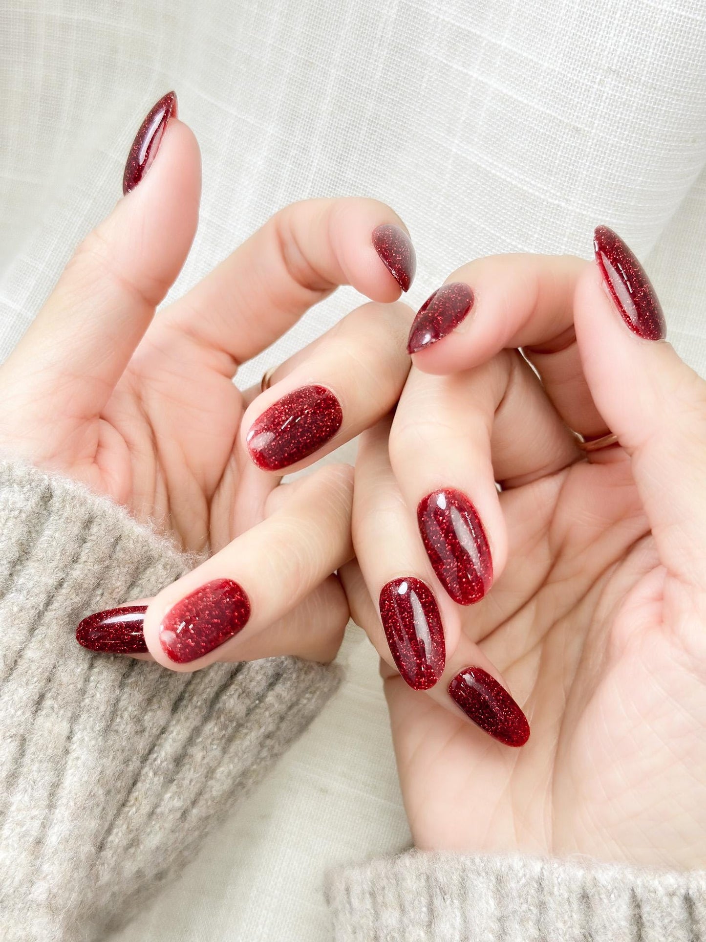 Ruby Slippers | Luxury Press On Nails | Ruby Red with Fine Shimmer | Holiday Nail Style